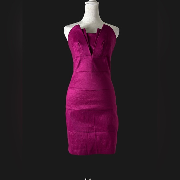 Charlotte Russe Fuchsia Satin-Textured Strapless Bodycon Dress – Size 6 - Picture 5 of 8